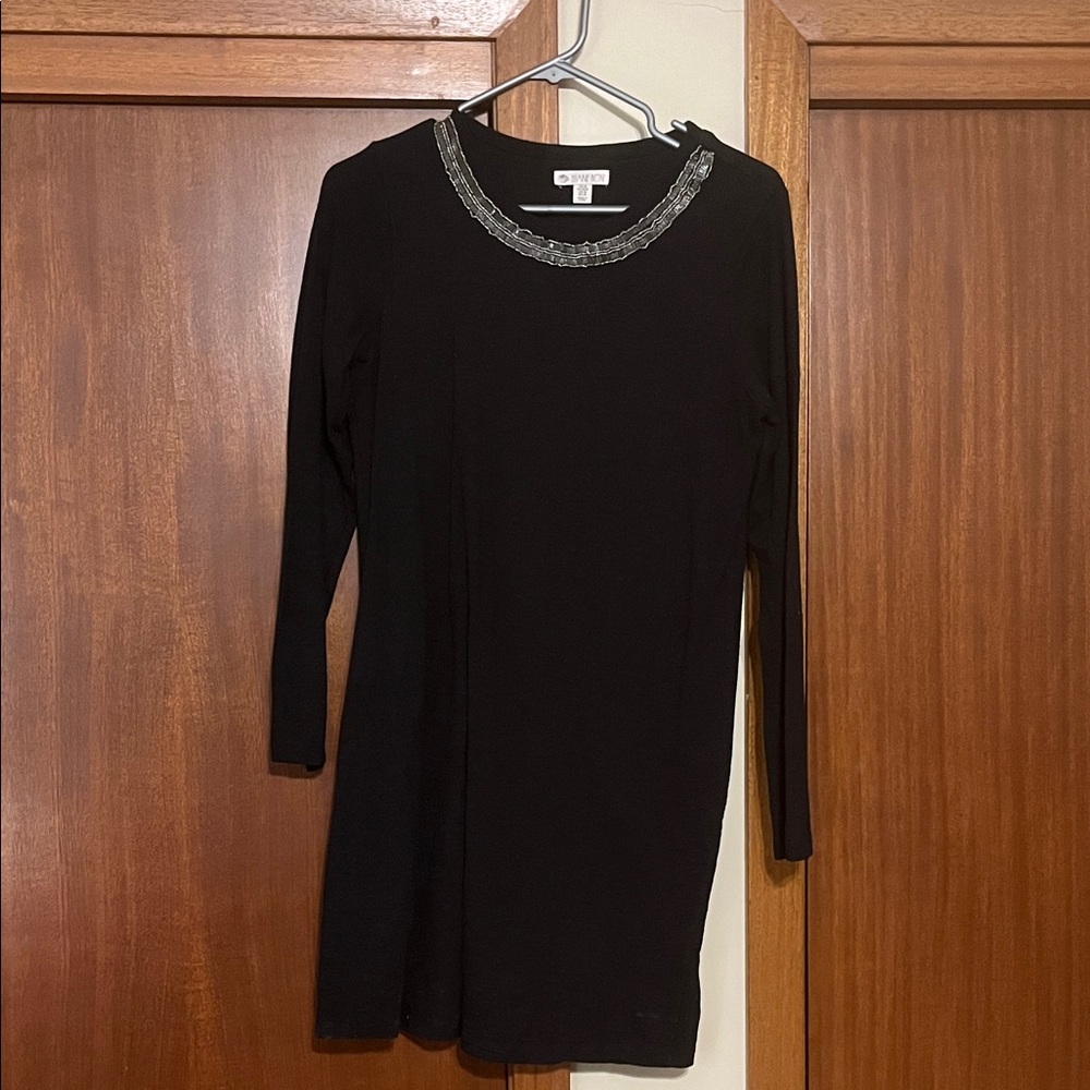 Chic Black Dress with Silver Detailing